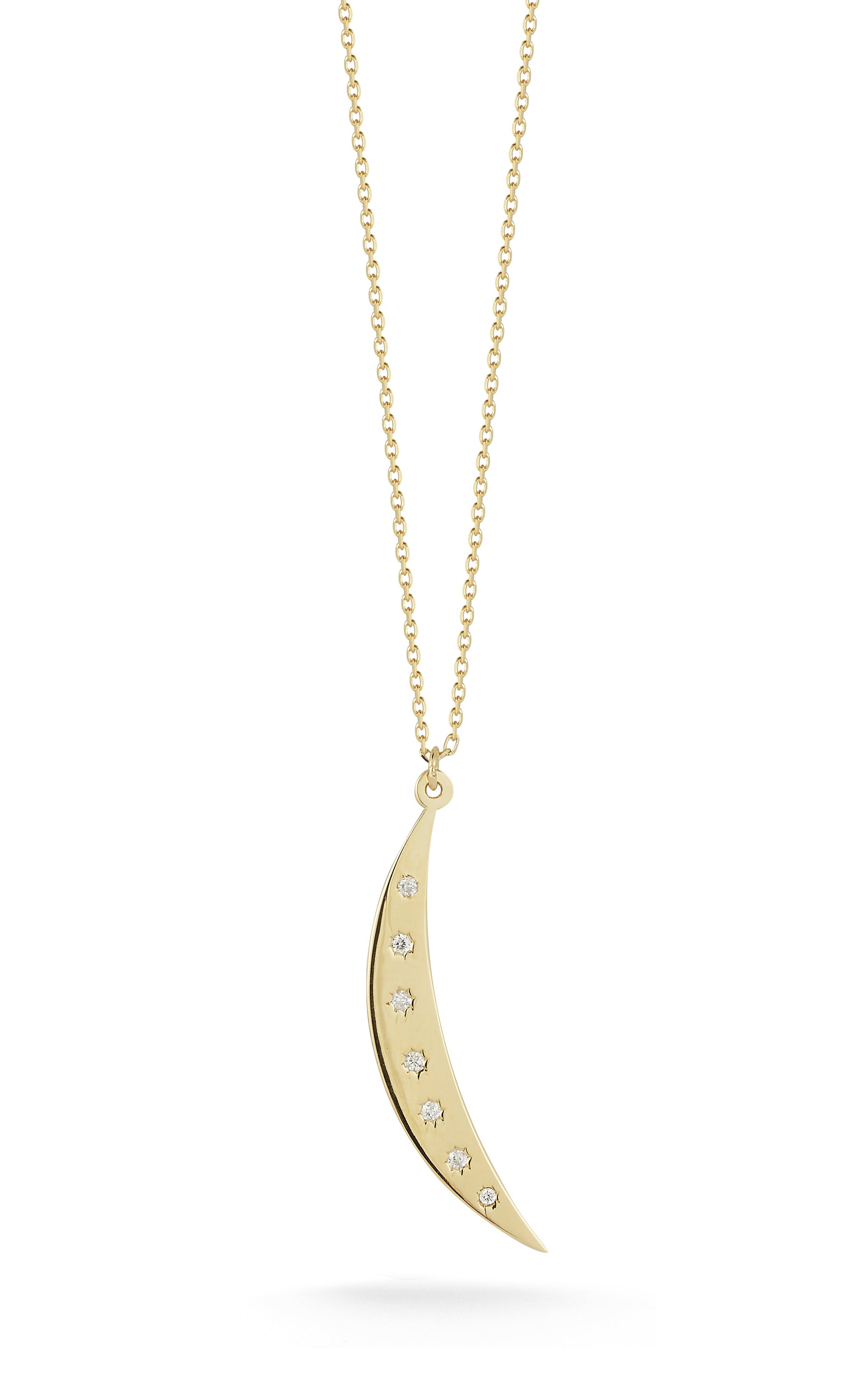 14K Gold & Diamond Moon Necklace
