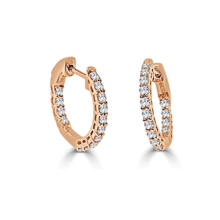 14k Gold & Diamond Hoop Earrings