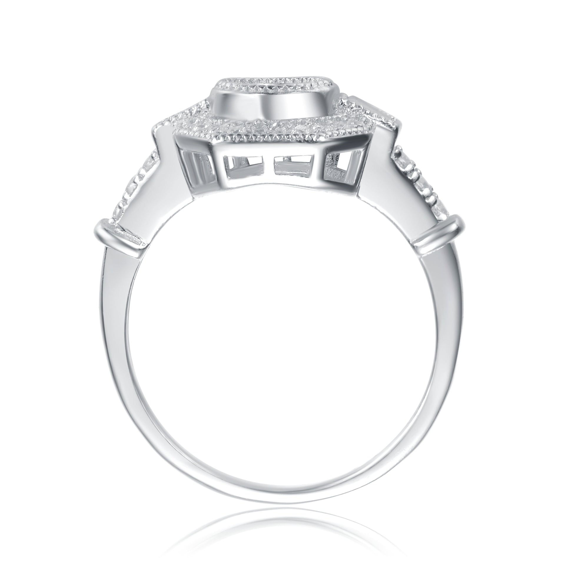 Sterling Silver Cubic Zirconia Accent Modern Engagement Ring