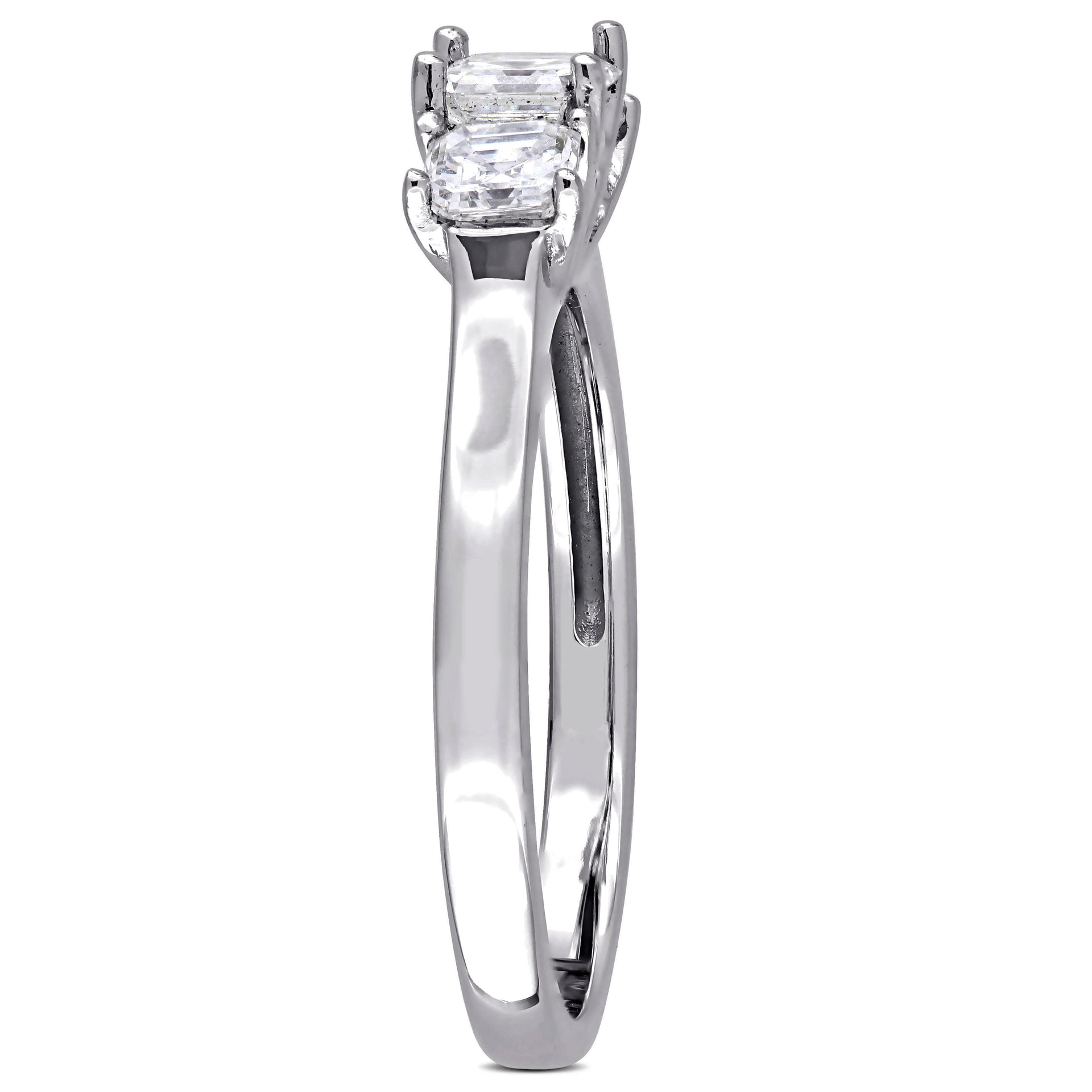 Mimi & Max 1ct TW Asscher-cut Diamond 3-stone Engagement Ring 14k White Gold