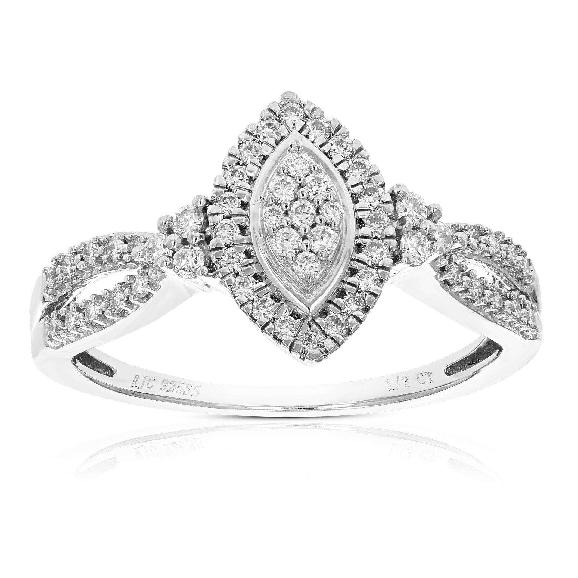 1/3 cttw Round Cut Lab Grown Diamond Engagement Ring .925 Sterling Silver Prong Set
