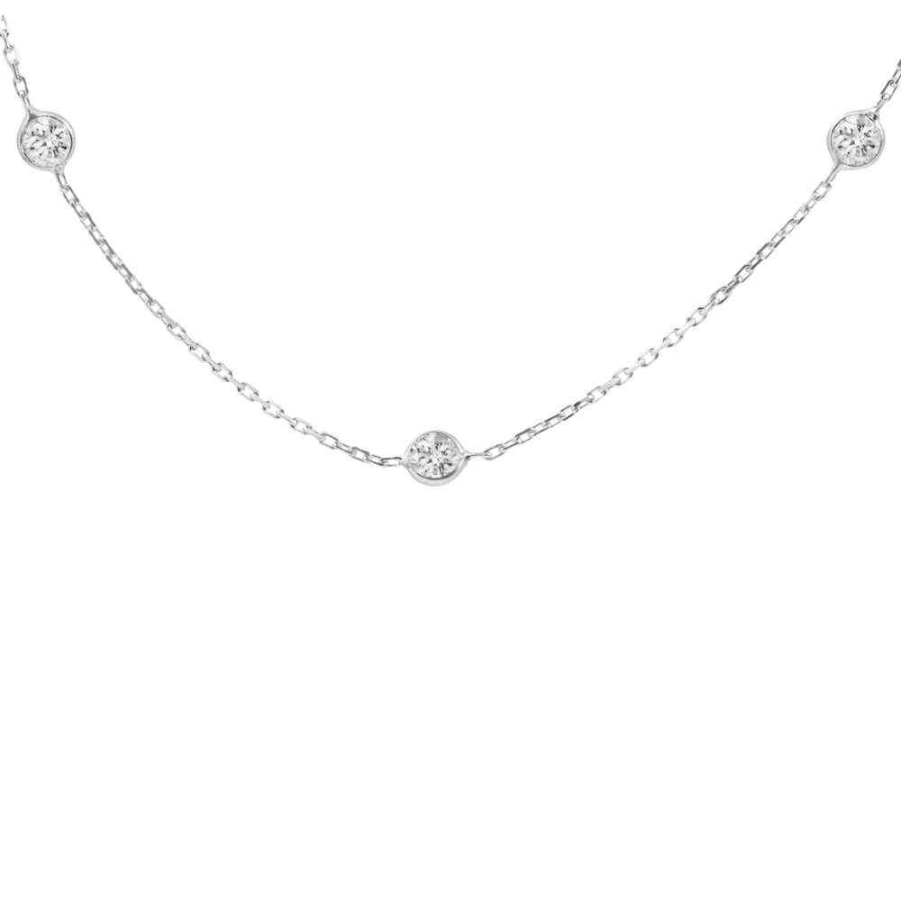 4Ct Diamonds By The Yard Necklace 14K White Gold Lab Grown Station Pendant