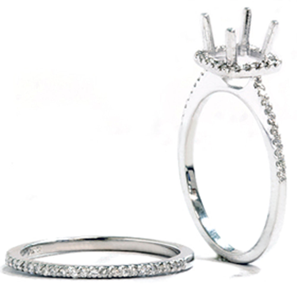 3/8 ct VS1 Diamond Engagement Semi Mount White Gold Ring Set