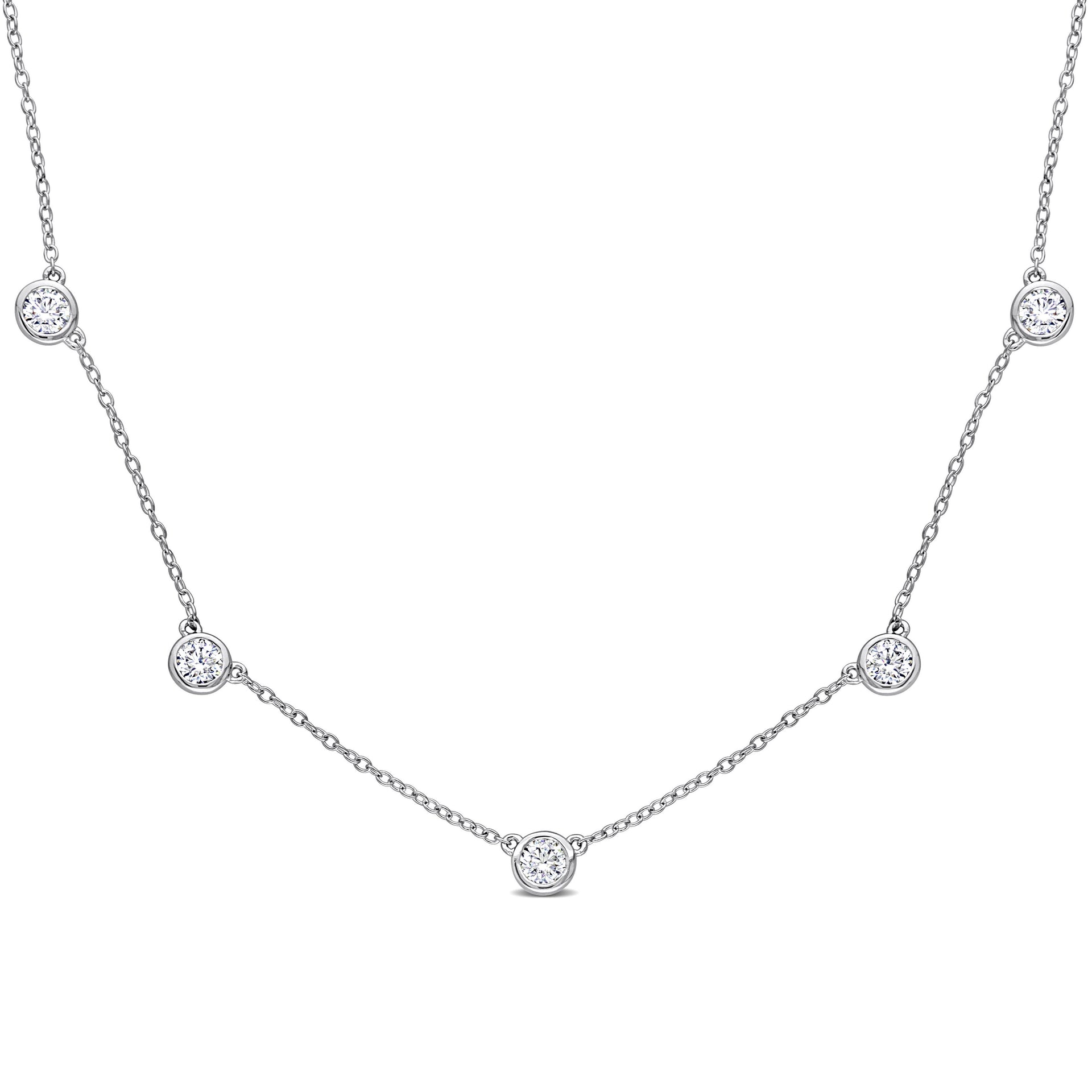2 1/4 CT DEW Created Moissanite Yard Necklace in Sterling Silver