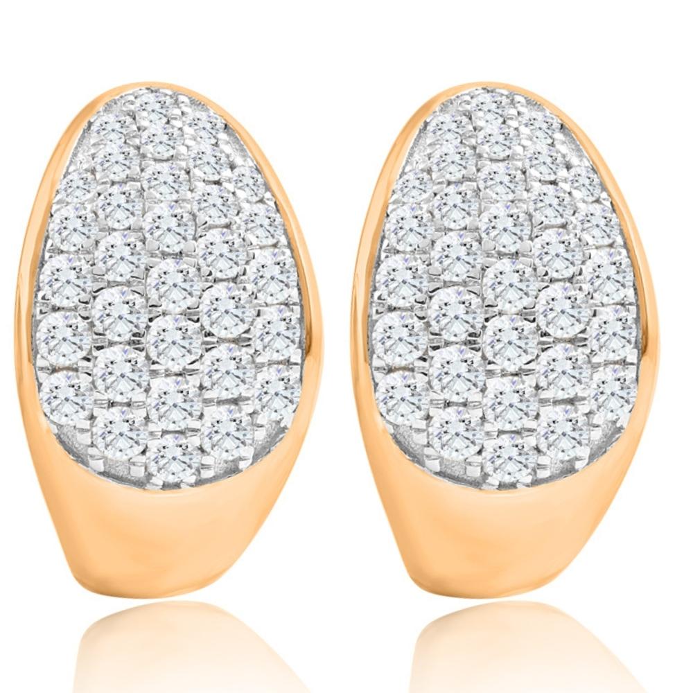 VS 1 1/10Ct TW Pave Diamond Hoops in Yellow Gold Lab Grown 16mm Tall