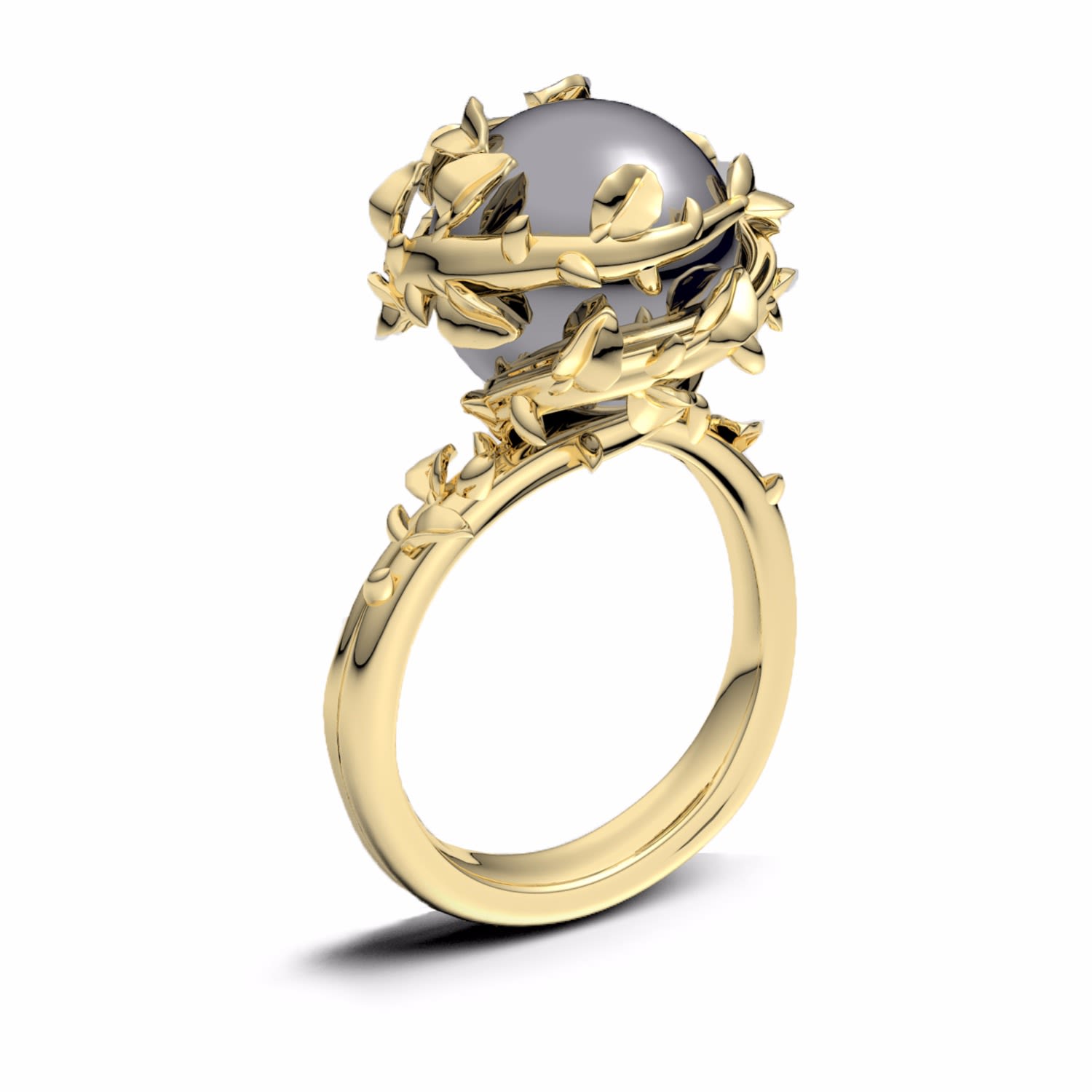 Dark Grey Pearl Ring