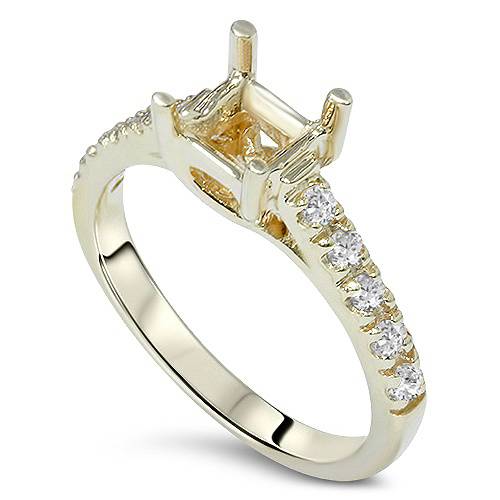 Diamond Semi Mount Engagement Setting Mounting Gold Ring