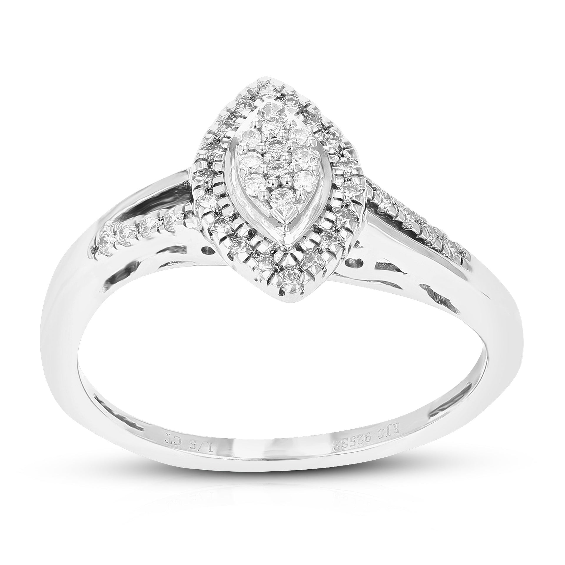 1/5 cttw Round Lab Grown Diamond Engagement Ring .925 Sterling Silver Prong Set