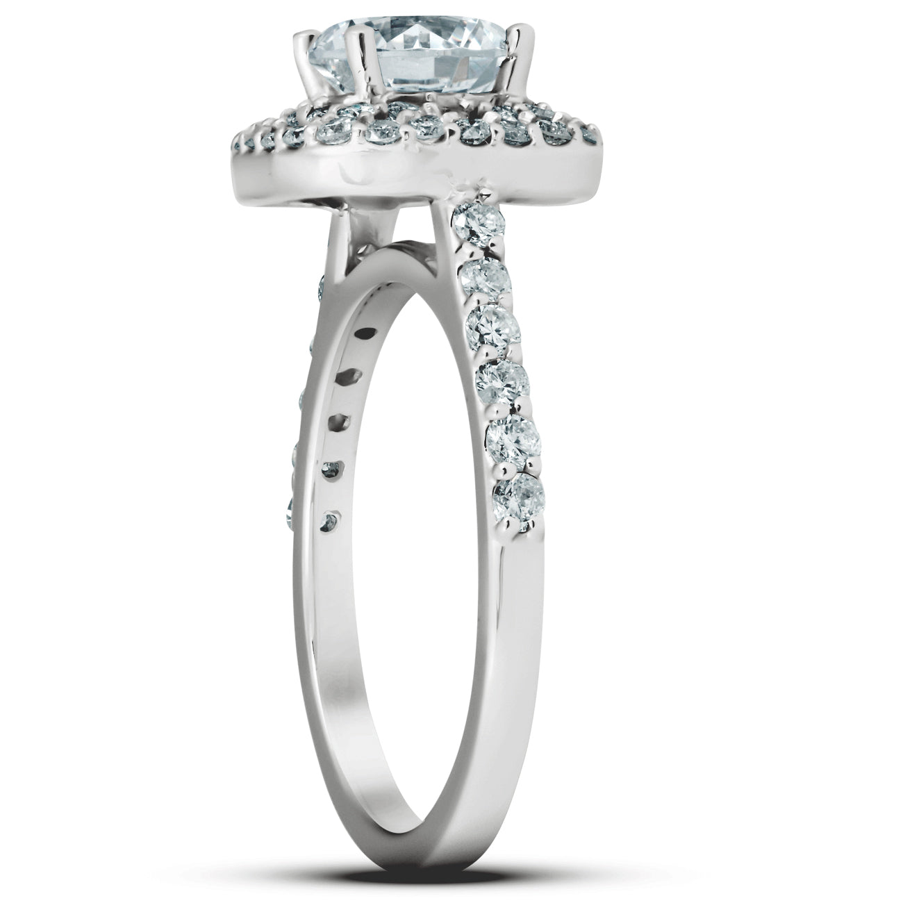 2 1/4 Ct Diamond Cushion Halo Engagement Ring 14k White Gold