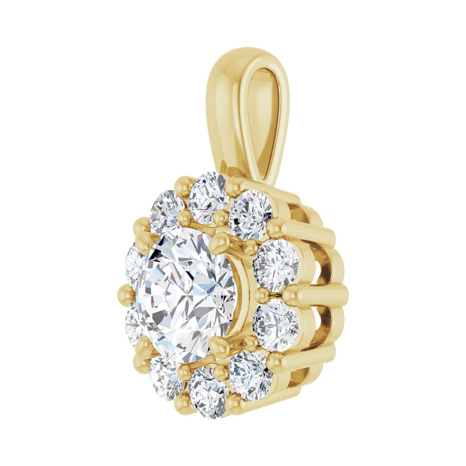 14k Gold 1ct Lab-grown Diamond Halo-style Pendant