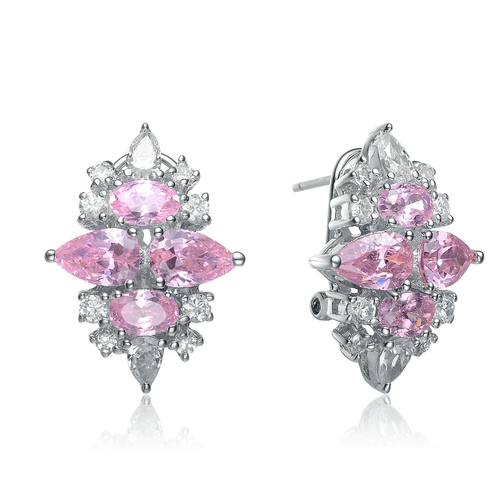 Sterling Silver Pink Cubic Zirconia Stud Earrings