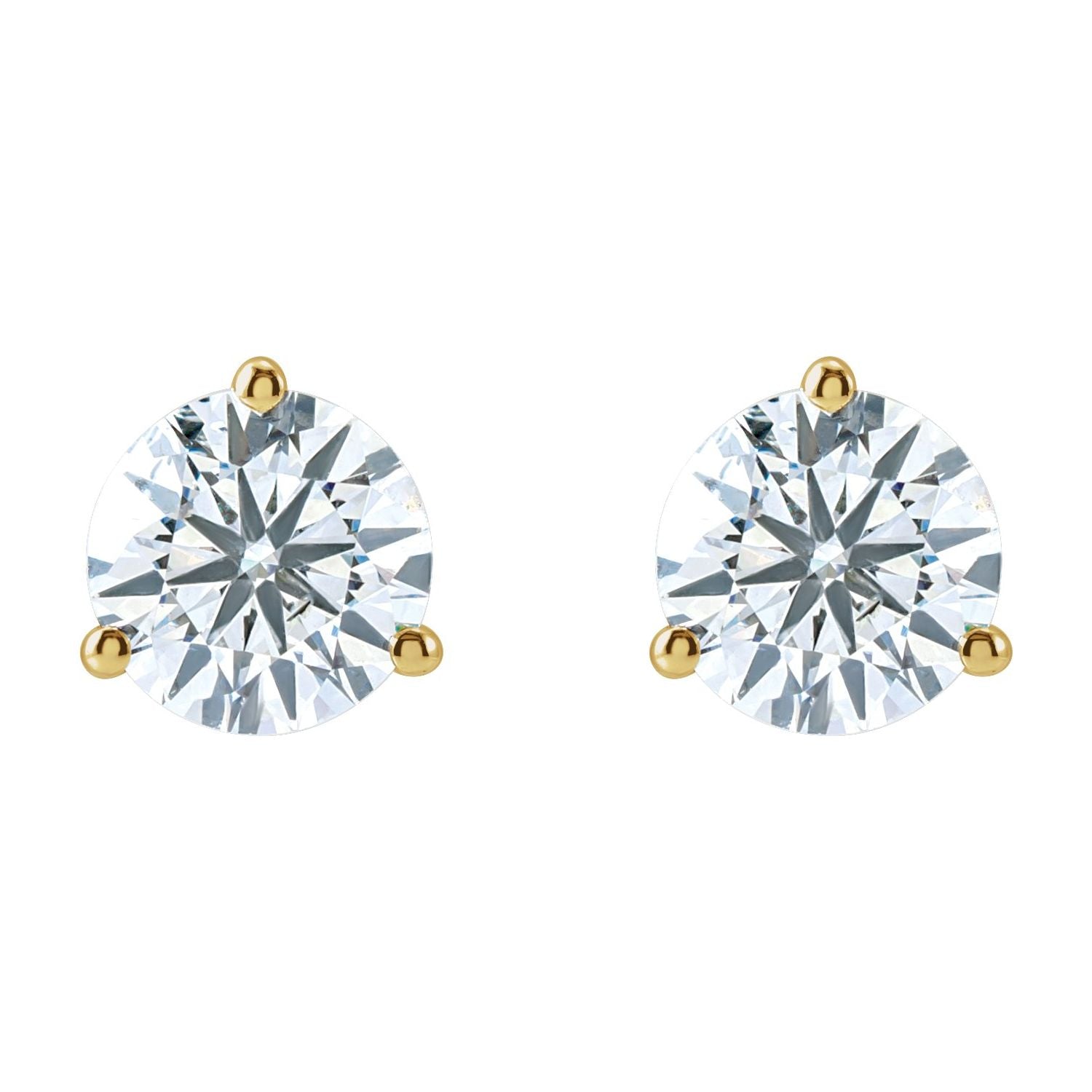 14K Gold 2ct Lab-grown Diamond Stud Earrings Clarity VS Color F-G