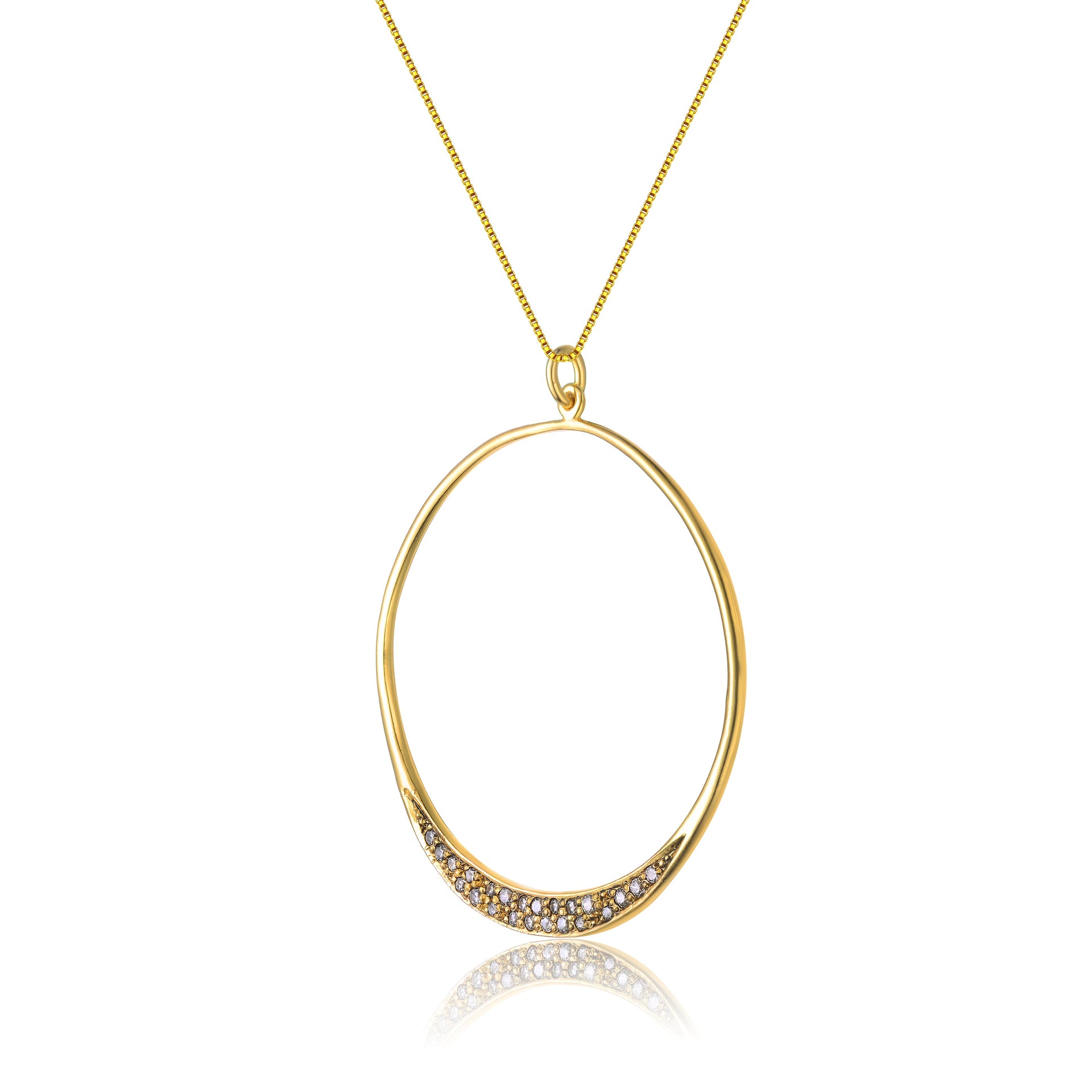 Gold Overlay Cubic Zirconia Halo Necklace
