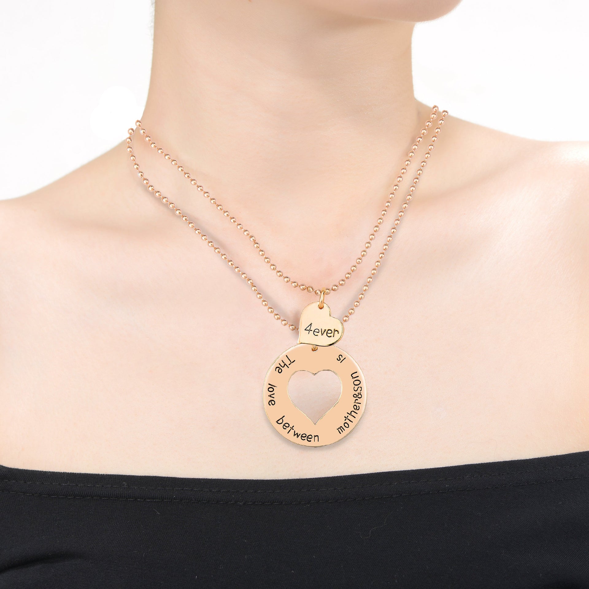 Ra 18k Rose Plated Double Heart Necklace