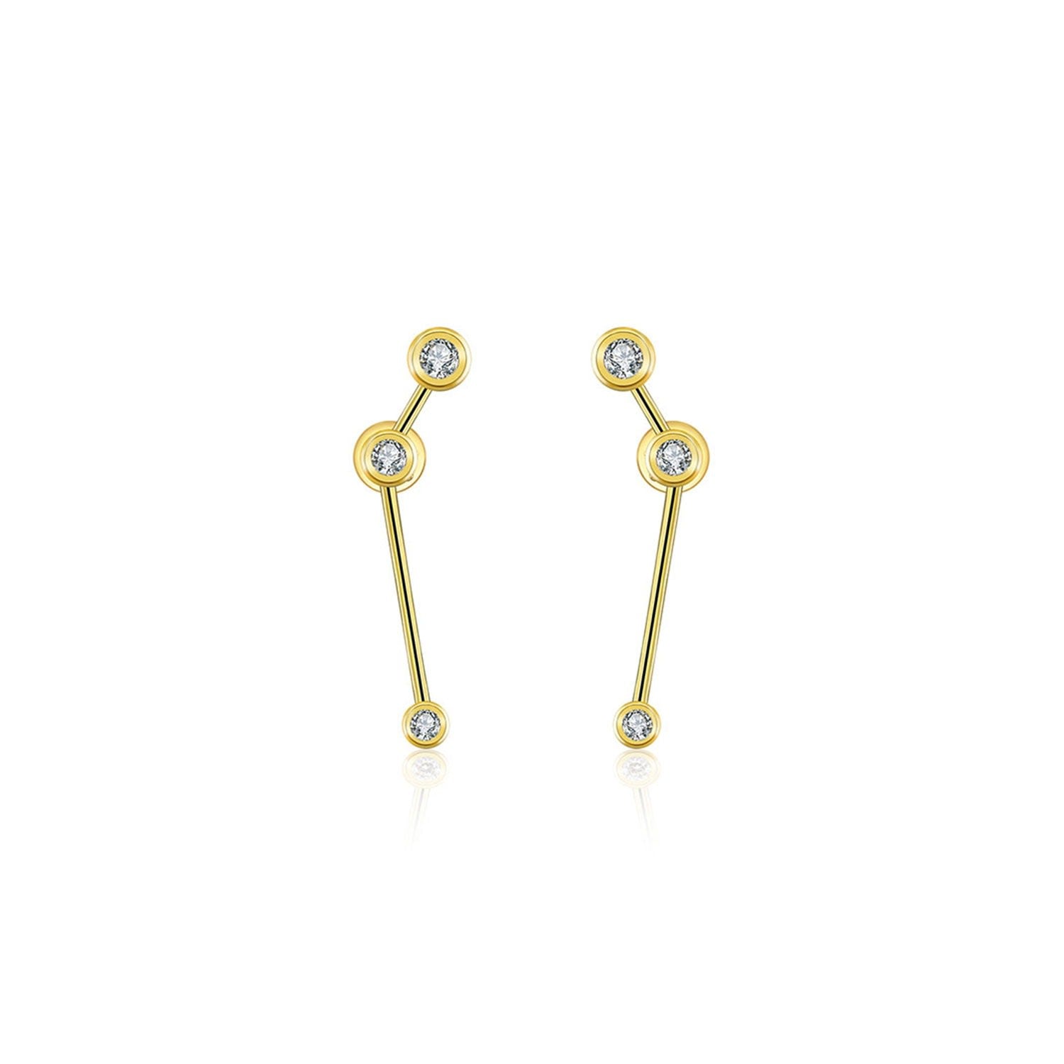 Aries Zodiac Constellation Earring 18K Yellow Gold & Diamond