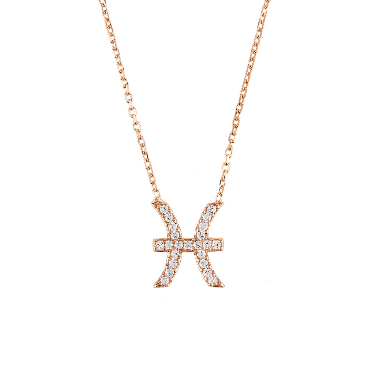 Zodiac Star Sign Pendant Necklace Rose Gold Pisces