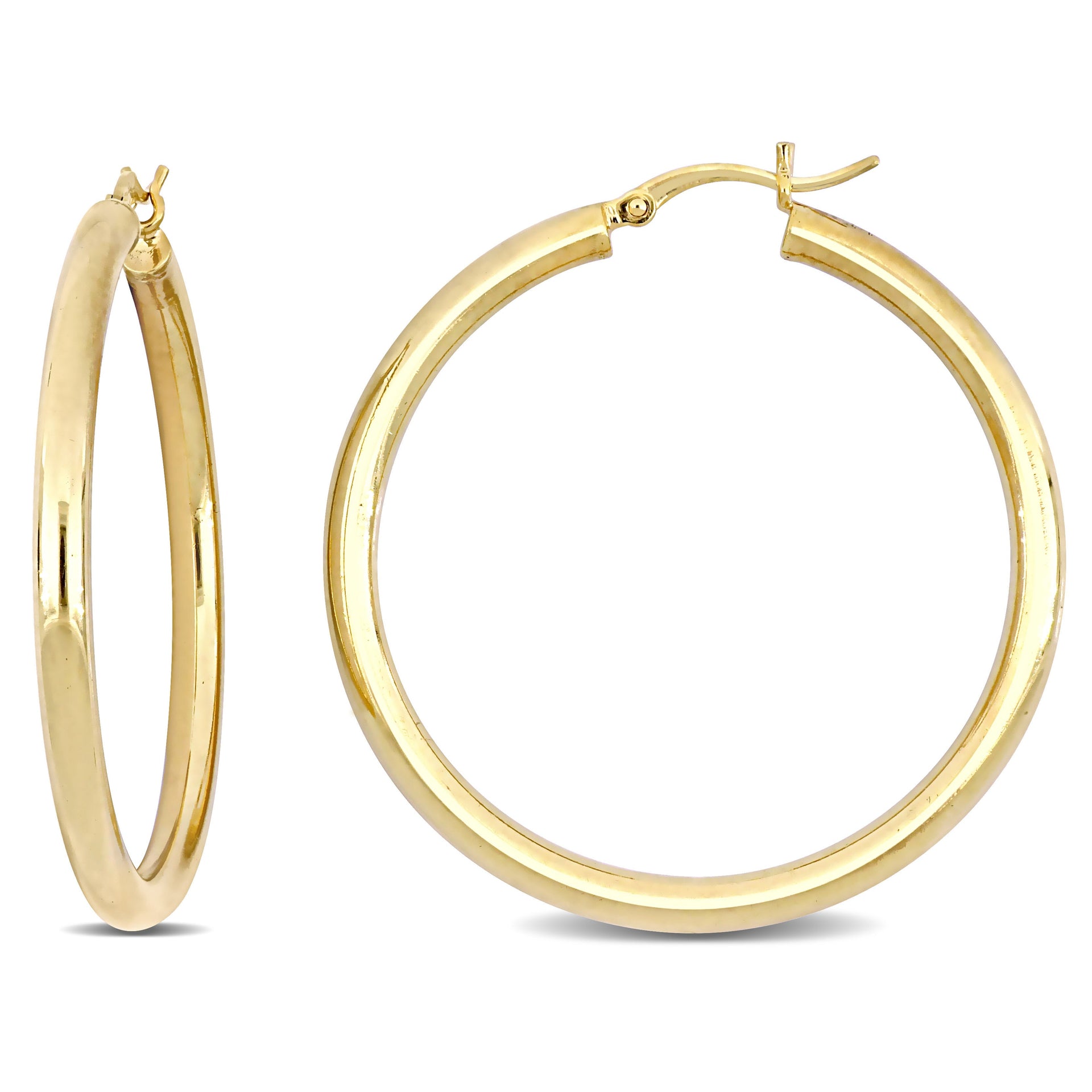 Mimi & Max 40mm Tube Hoop Earrings in Yellow Plated Sterling Silver
