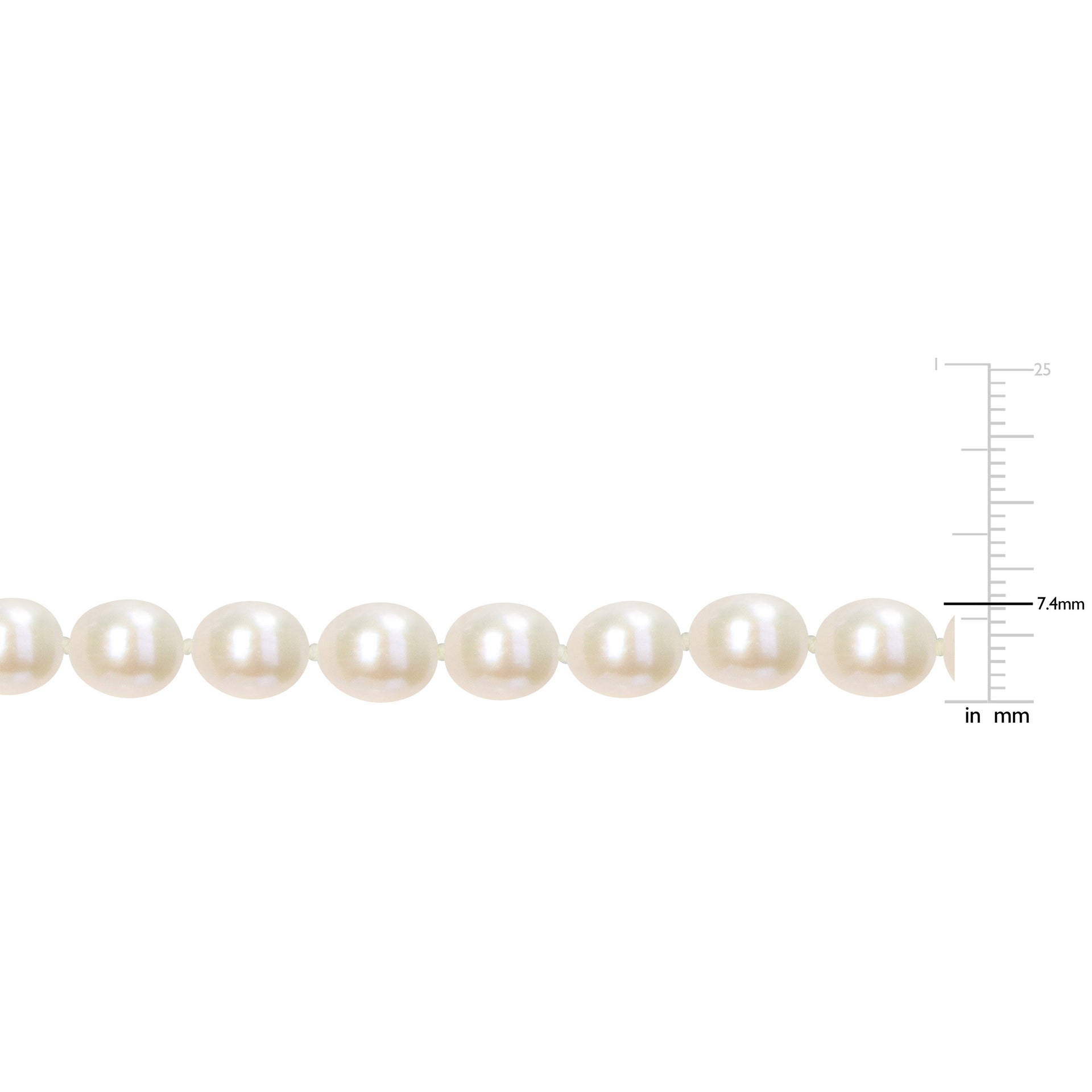 7-7.5 MM Cultured Freshwater Rice Pearl and 6 MM Oval Link Chain Necklace in 18k Gold Plated Sterling Silver