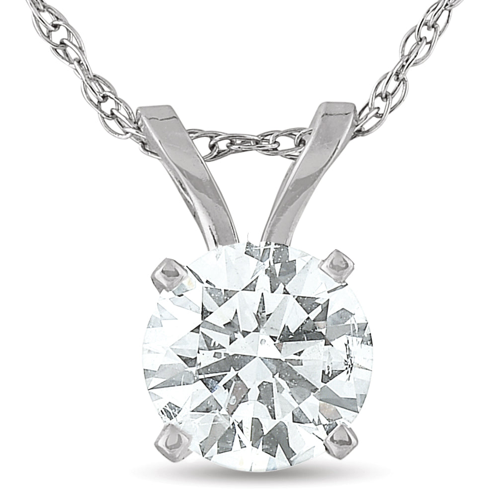 1/2 Carat Solitaire Lab Grown Diamond Pendant 14K White Gold