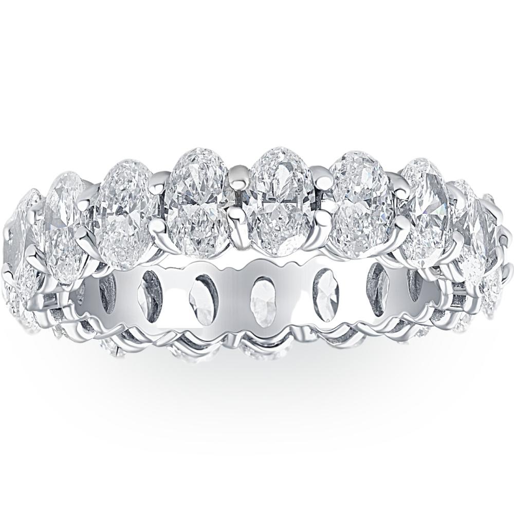 6 1/2 Ct Oval Lab Grown Diamond Eternity Ring Womens Wedding Band White Gold