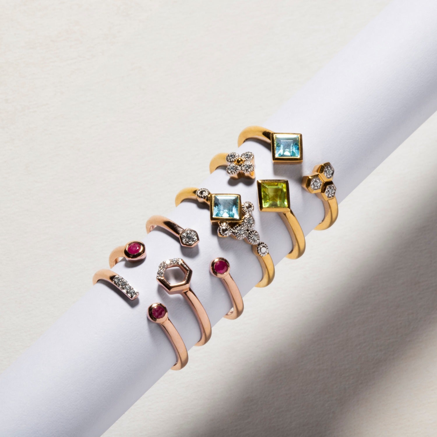 Diamond Ruby Open Ring In Rose Gold