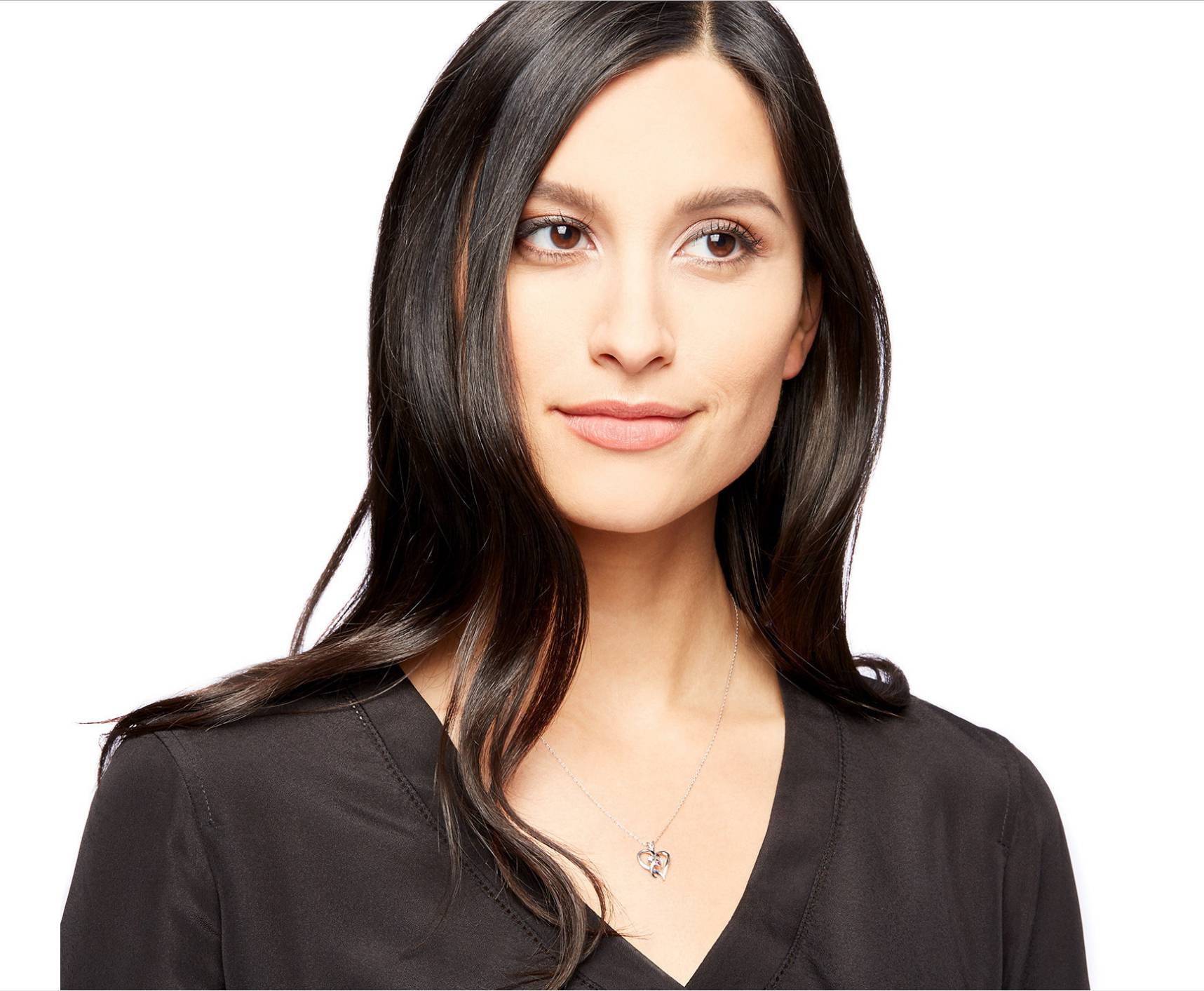 Blue Sapphire & Diamond Heart Pendant 14 KT White Gold With 18' Chain