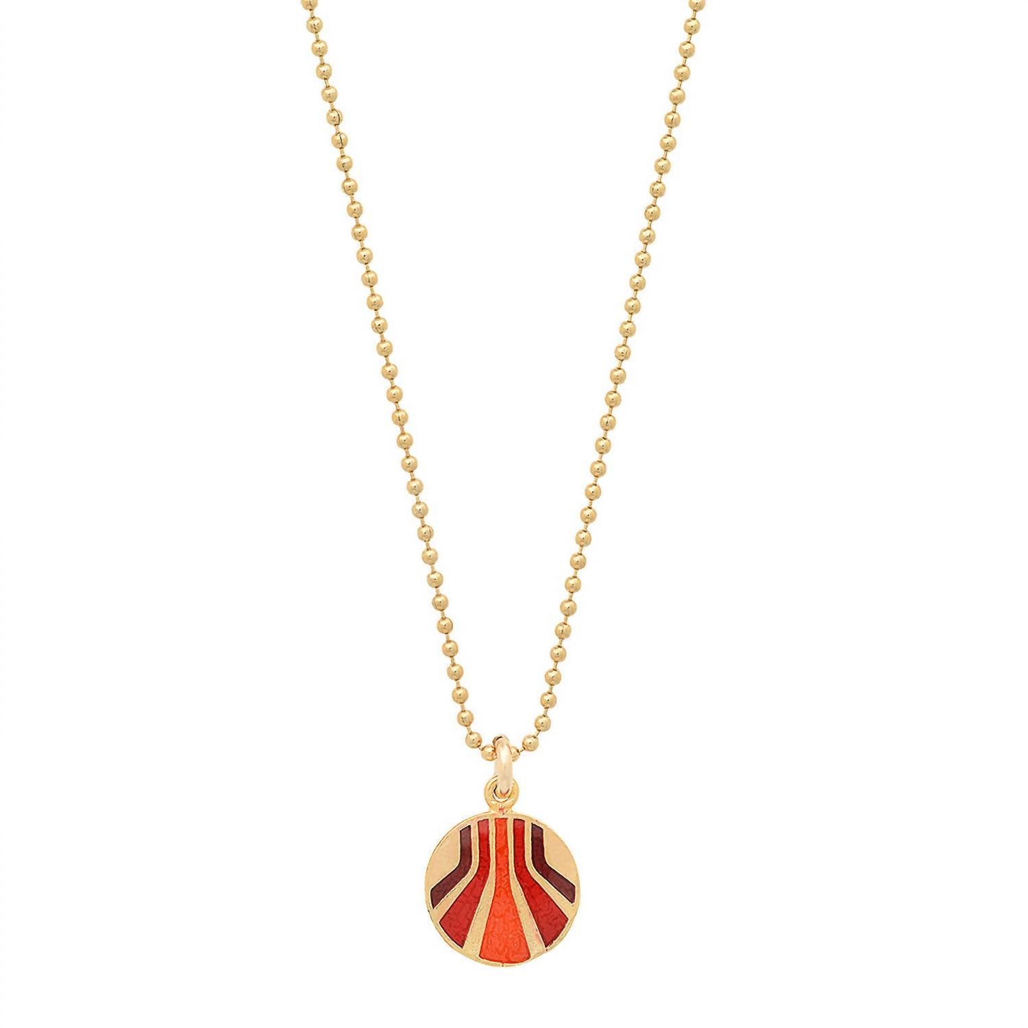 Women's Enameled Small Round 'burst' Pendant Necklace In Vermeil/reds