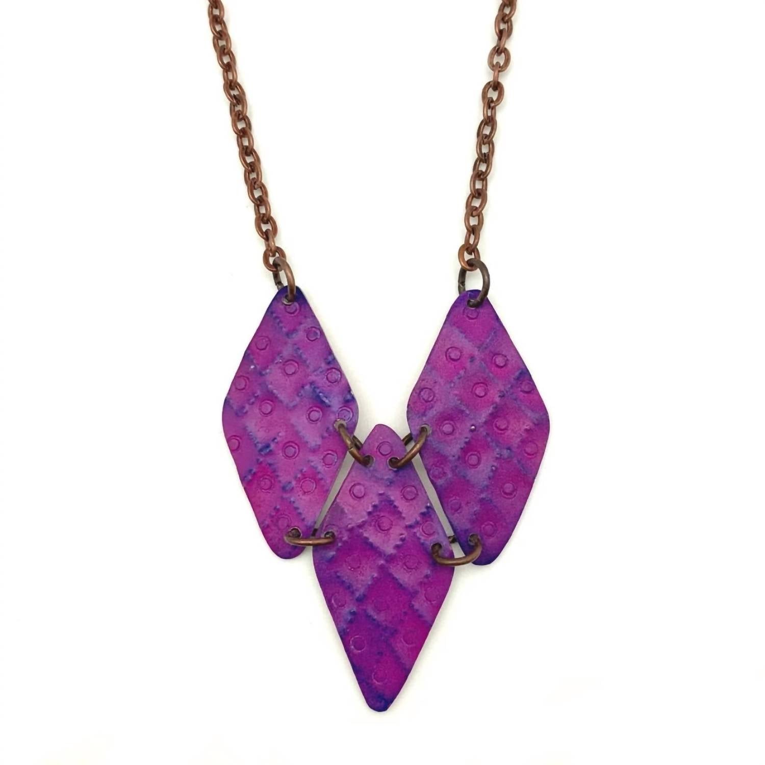 Women's Geo Copper Necklace In Purple