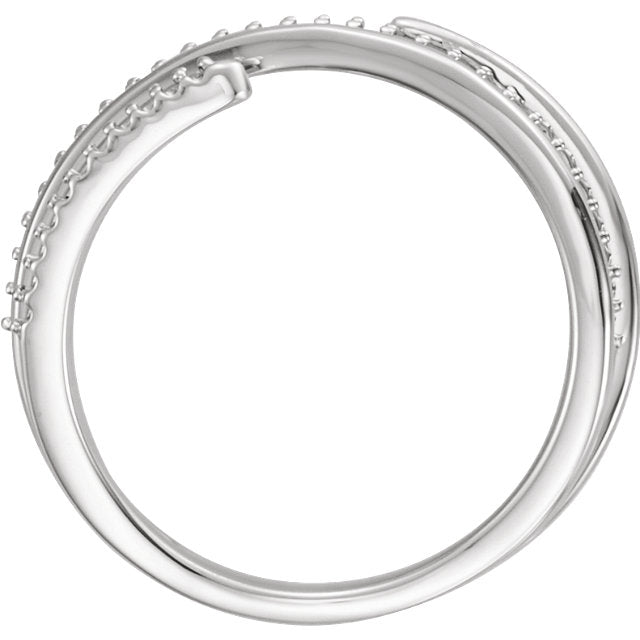 14kt White 1/6 CTW Diamond Negative Space Ring Right Hand Twist Ring