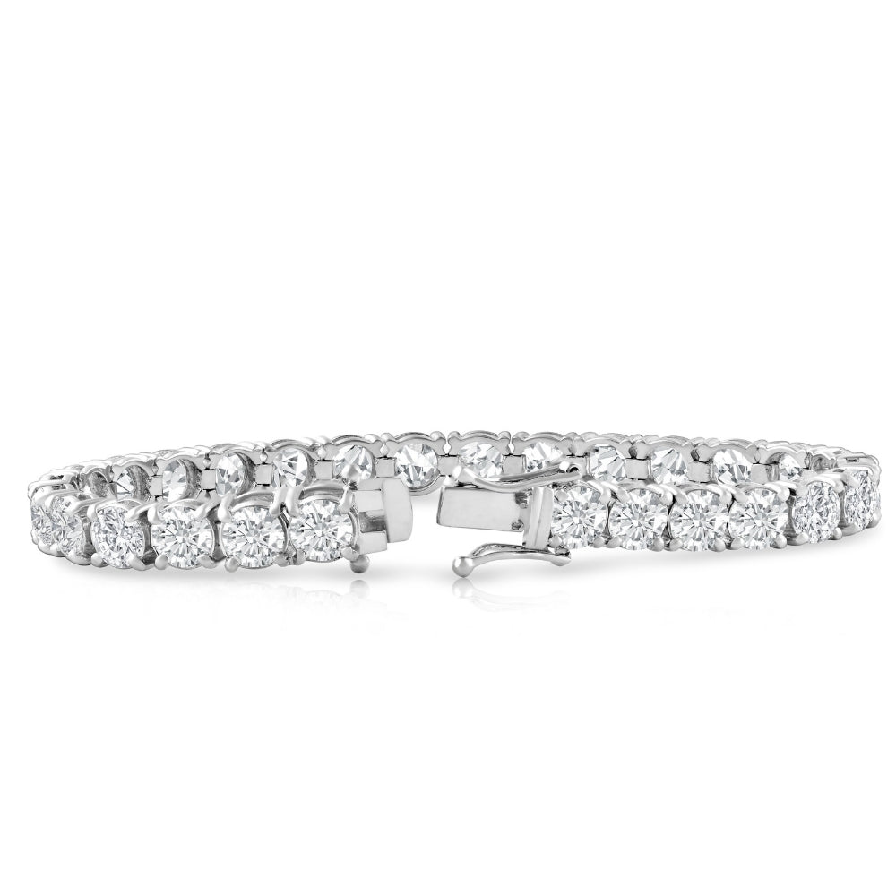 Platinum 12.58Ct Lab Grown Diamond Tennis Bracelet 7' Double Lock Clasp