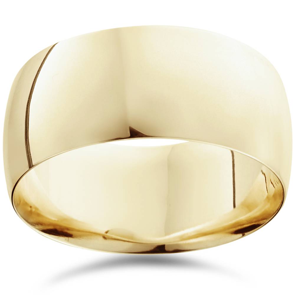 10mm Dome High Polished Wedding Band 10K Yellow Gold Size Selectable