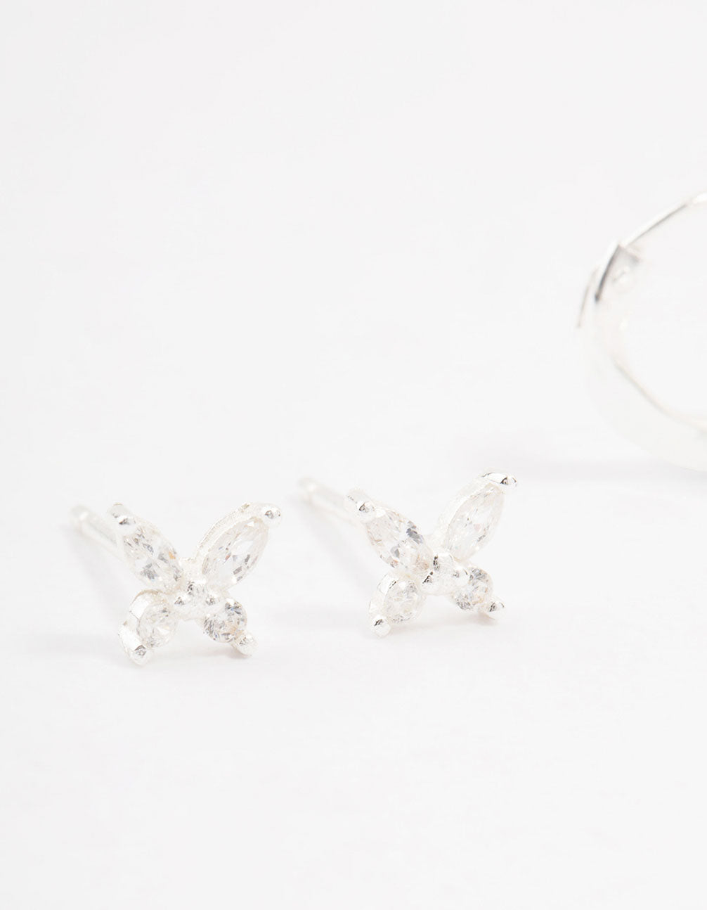 Lovisa - Sterling Silver Butterfly & Hoop Stud Earrings 2-pack