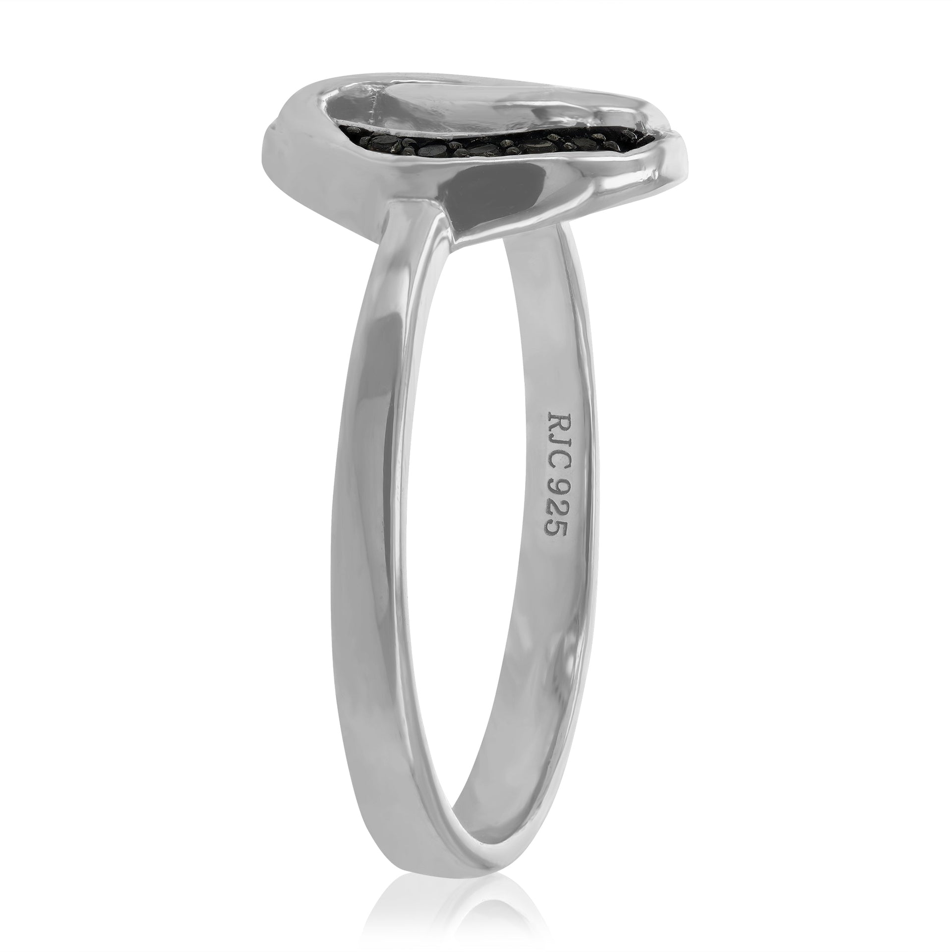 1/10 cttw Black Diamond Ring in .925 Sterling Silver with Rhodium Plating