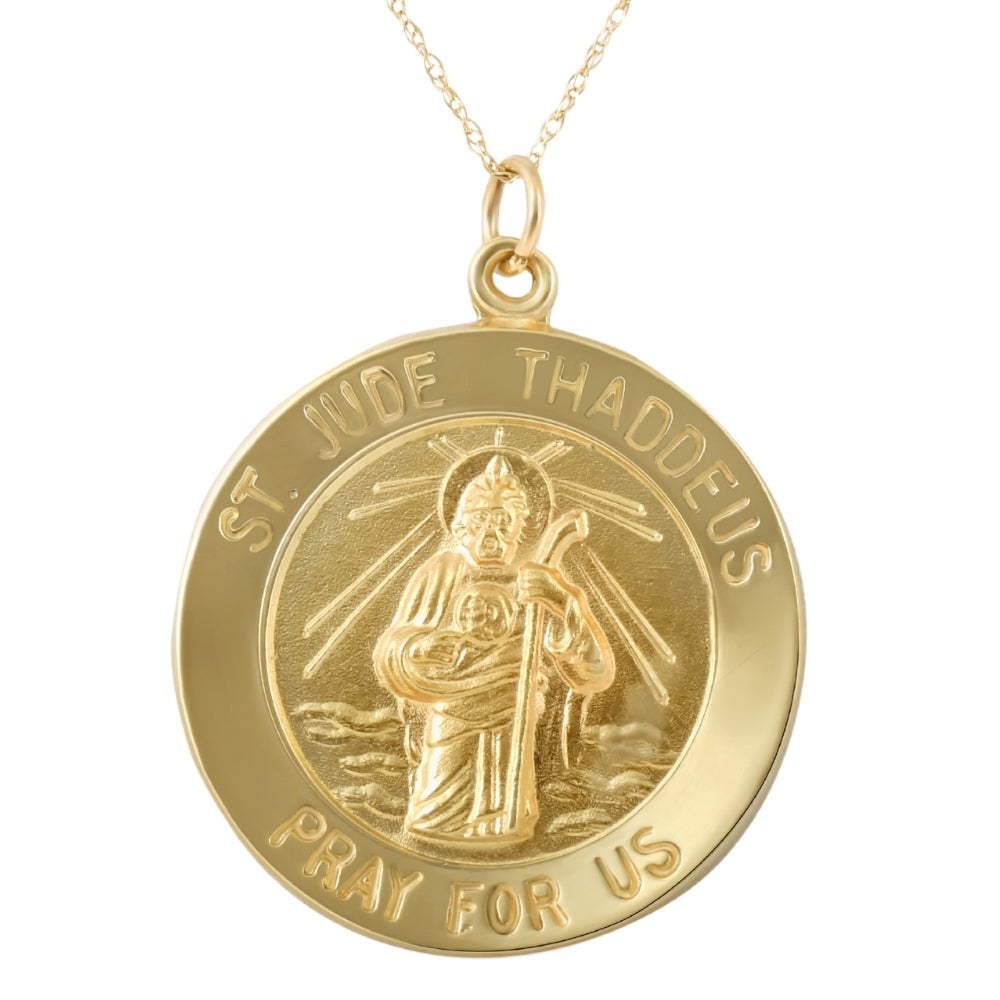 14k Yellow Gold St. Jude Thaddeus Medal Pendant 1' Tall 6.5 Grams