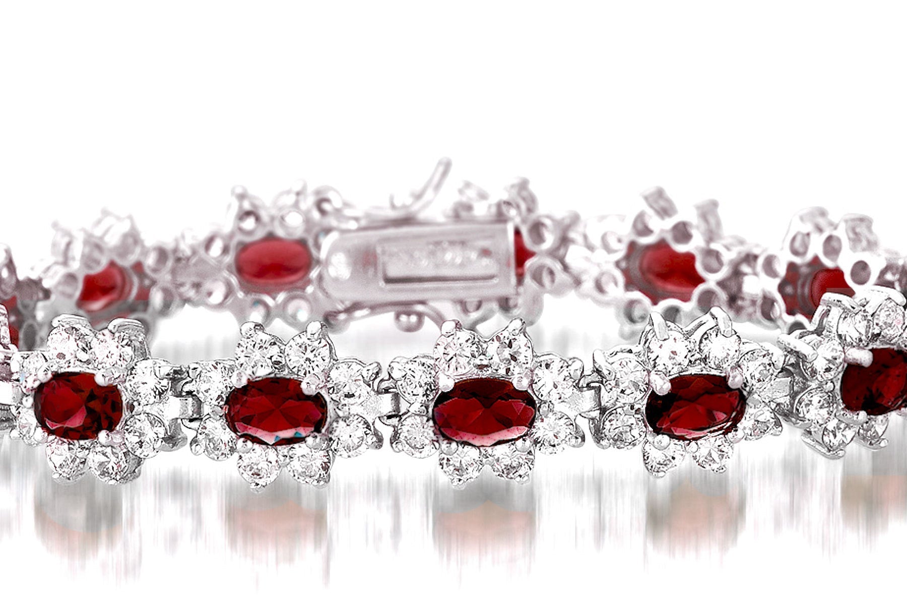 Sterling Silver Ruby Cubic Zirconia Bracelet