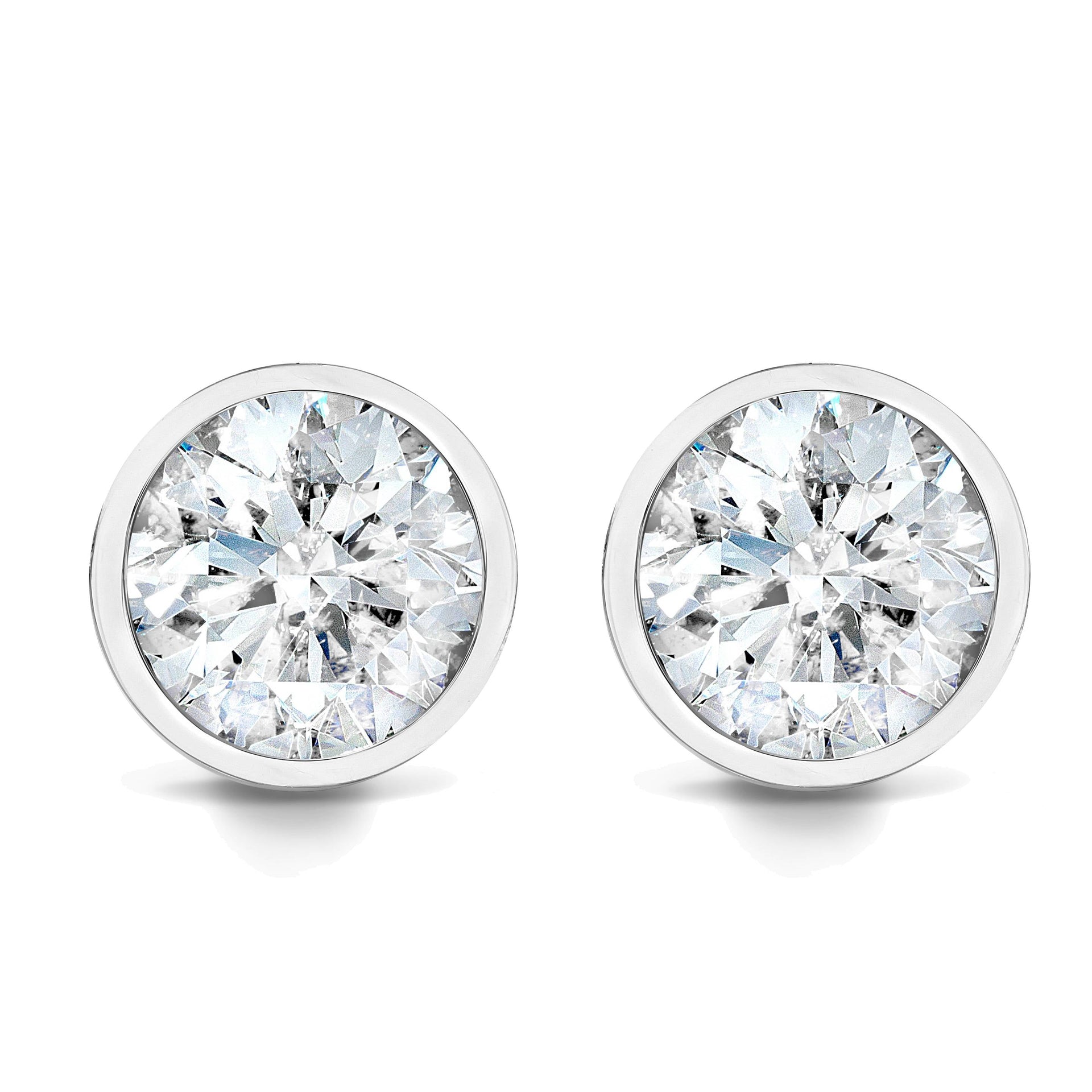 3/4ct Bezel Diamond Studs 14K White Gold