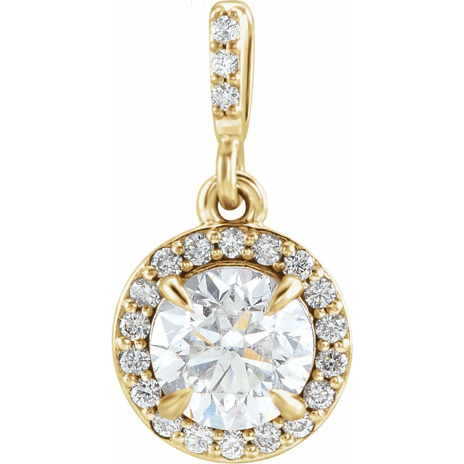 14k Gold 9/10ct Lab-grown Diamond Halo-style Pendant