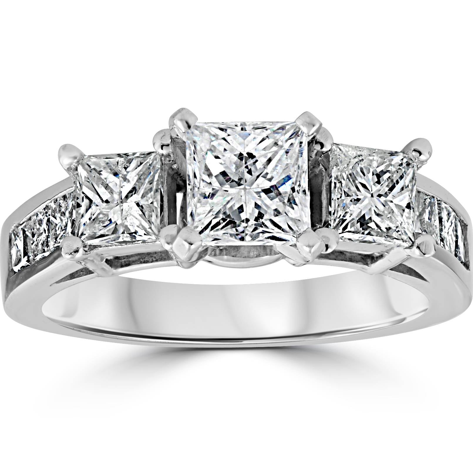 2 CT Princess Cut Engagement Enhanced Diamond Ring 14K White Gold