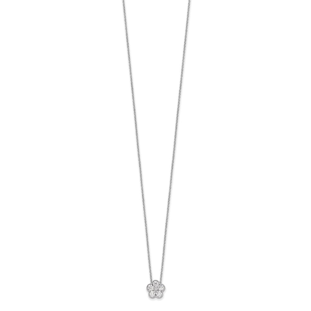 14K Gold 3/4 CT Lab Grown Diamond Floral Necklace 18' Clarity VS Color D-E