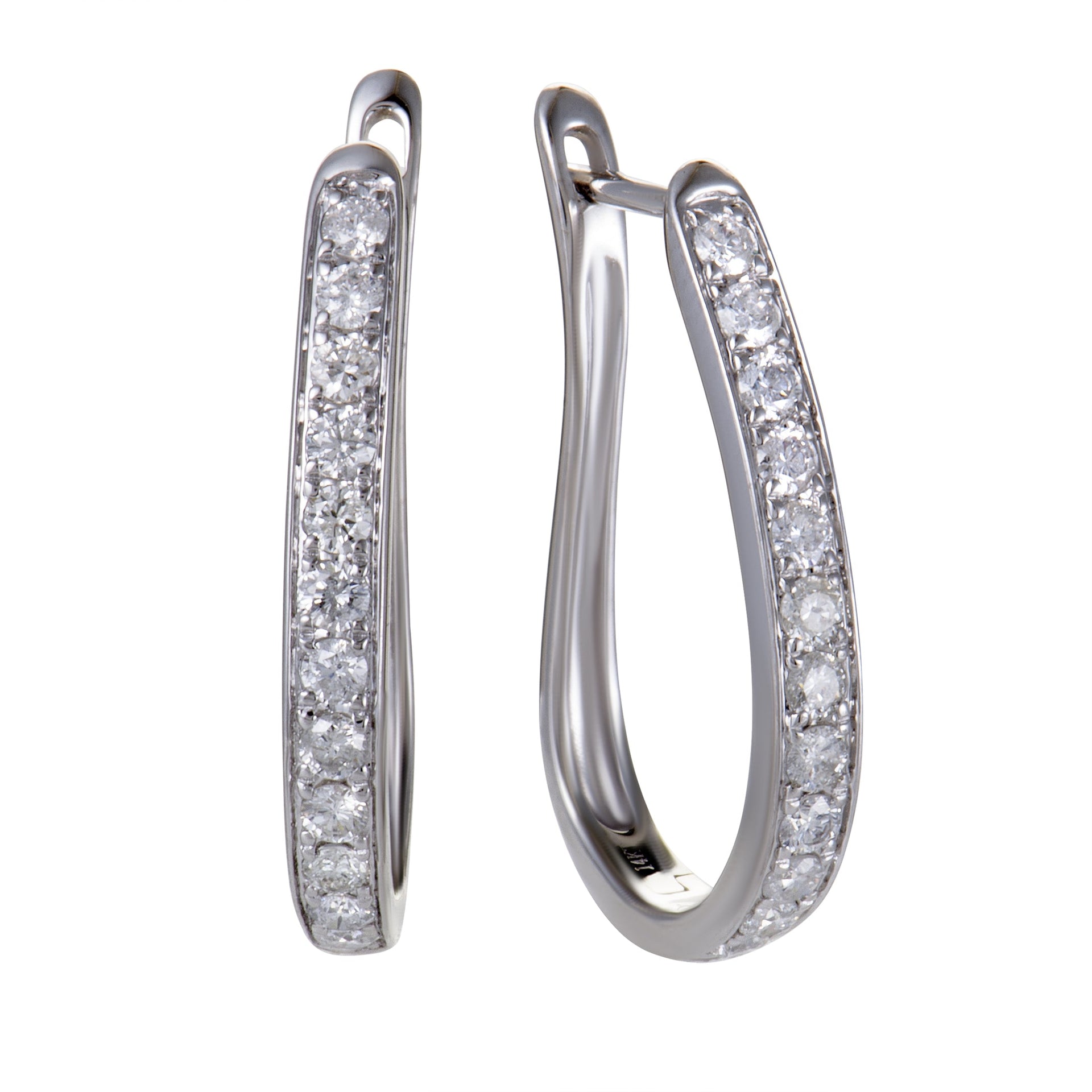 ~1ct 14K White Gold Diamond Oval Hoop Earrings AER-14266W