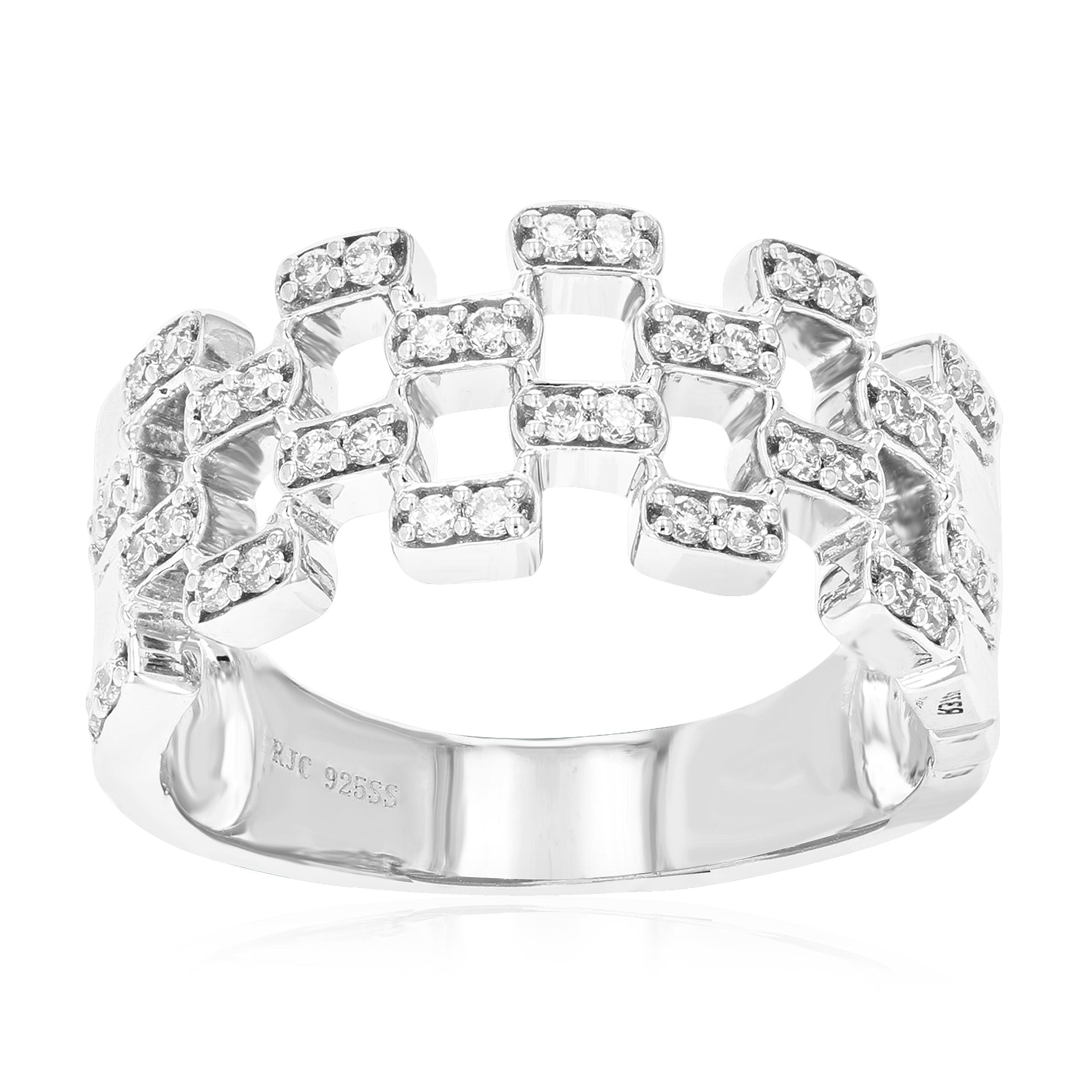 1/3 cttw 40 Stones Round Cut Lab Grown Diamond Engagement Ring .925 Sterling Silver Prong Set