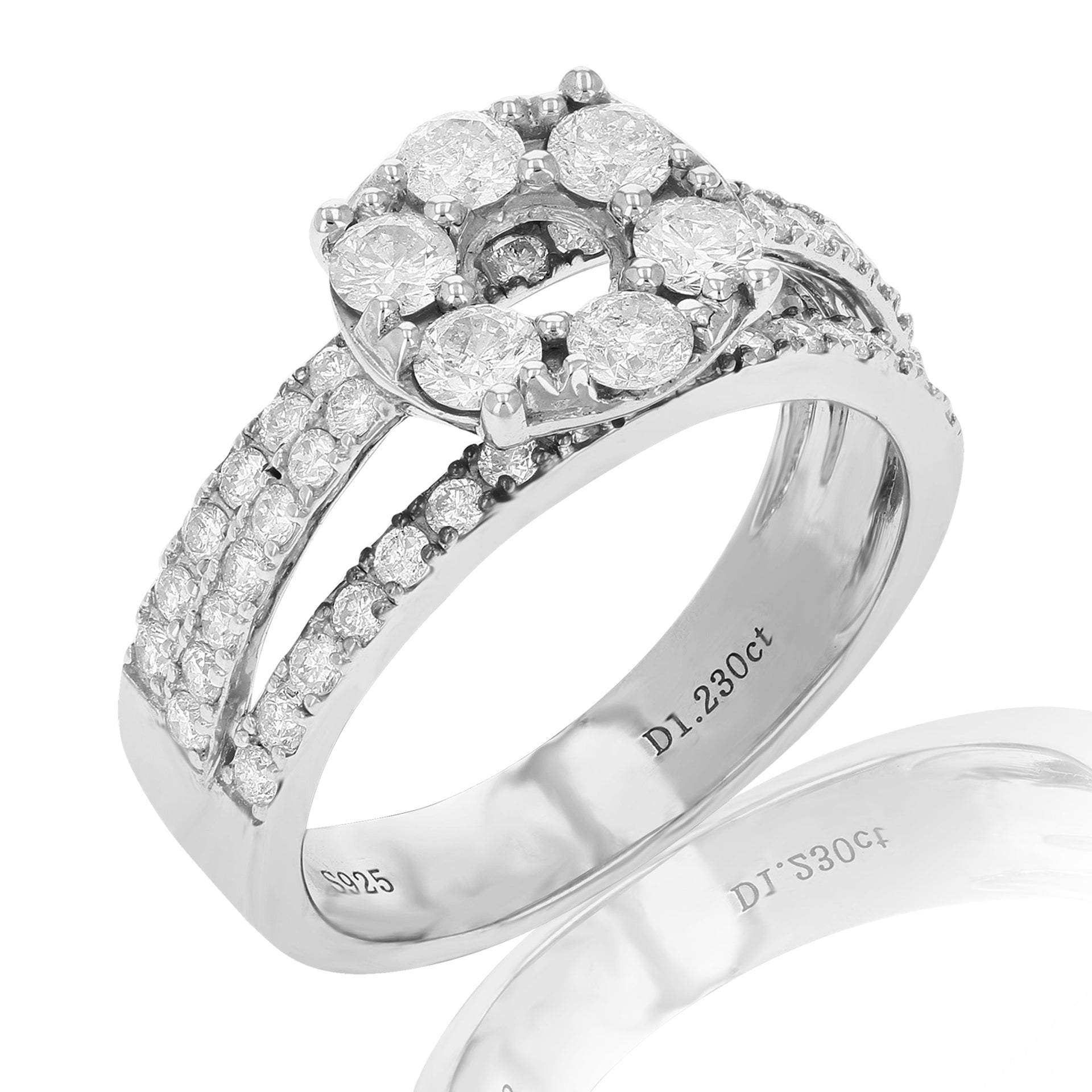 1.25 cttw Diamond Semi Mount Engagement Ring .925 Sterling Silver