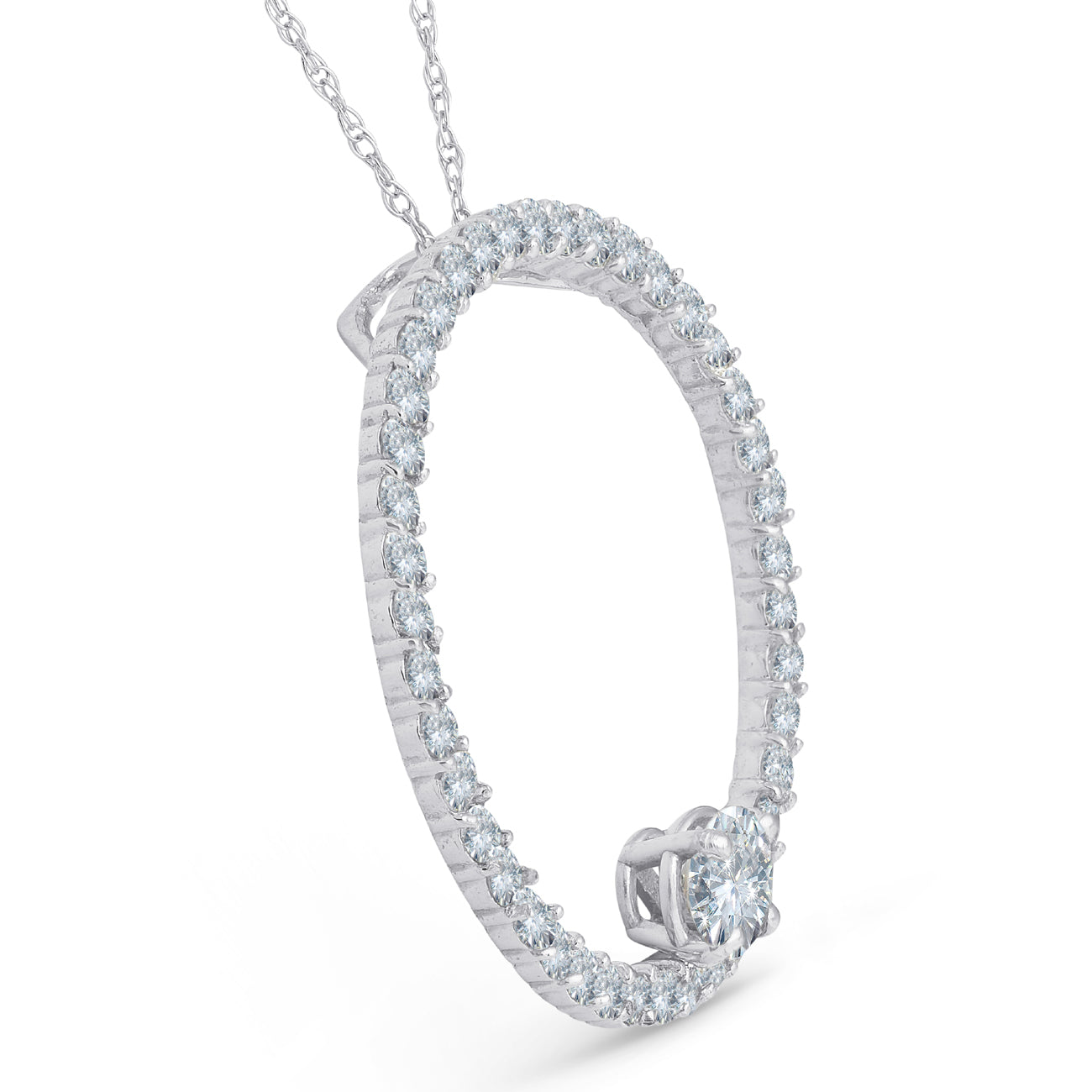 1 1/2 CT Circle Of Life Diamond Pendant 14K White Gold