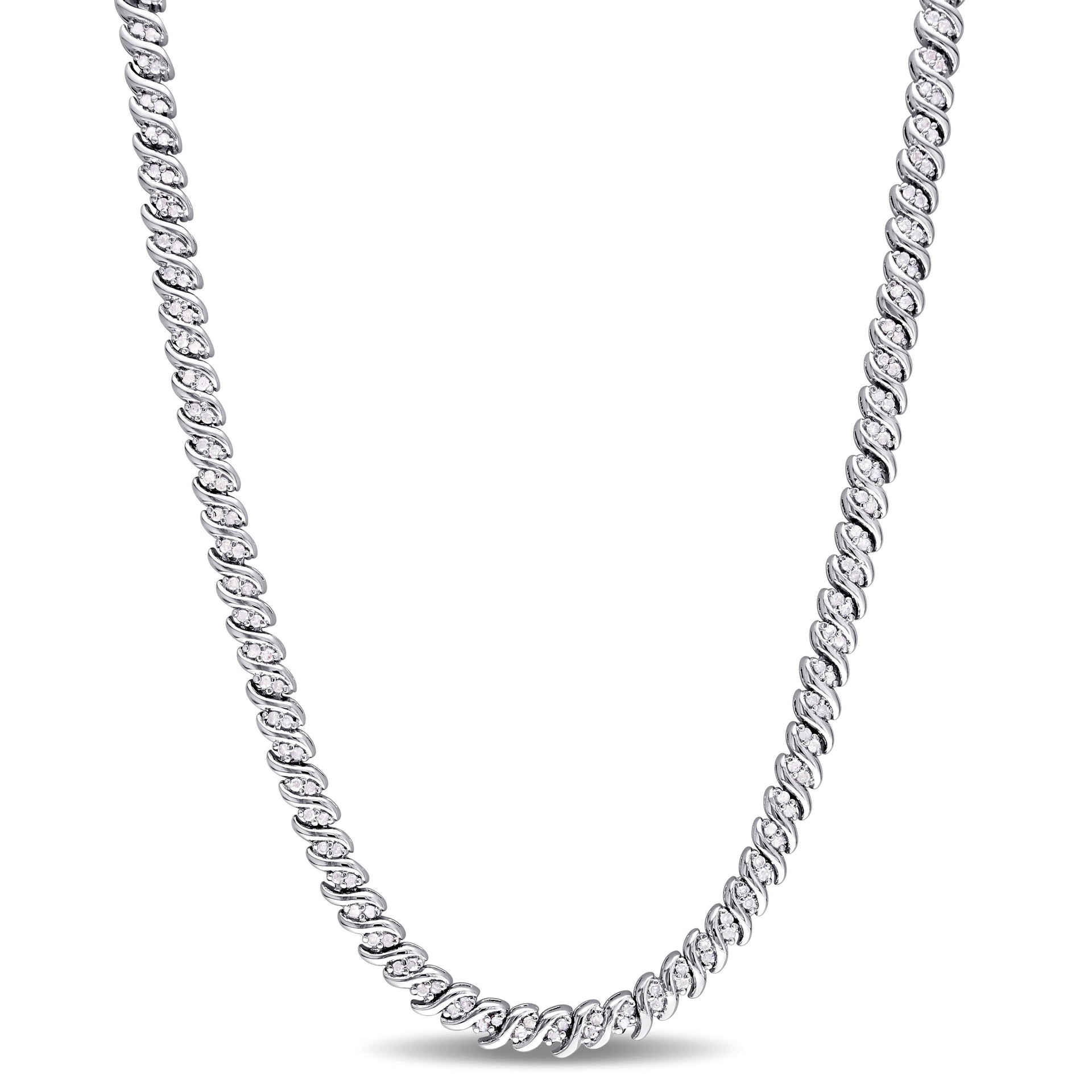 Mimi & Max 1ct TDW Diamond Braided Necklace in Sterling Silver - 17 in