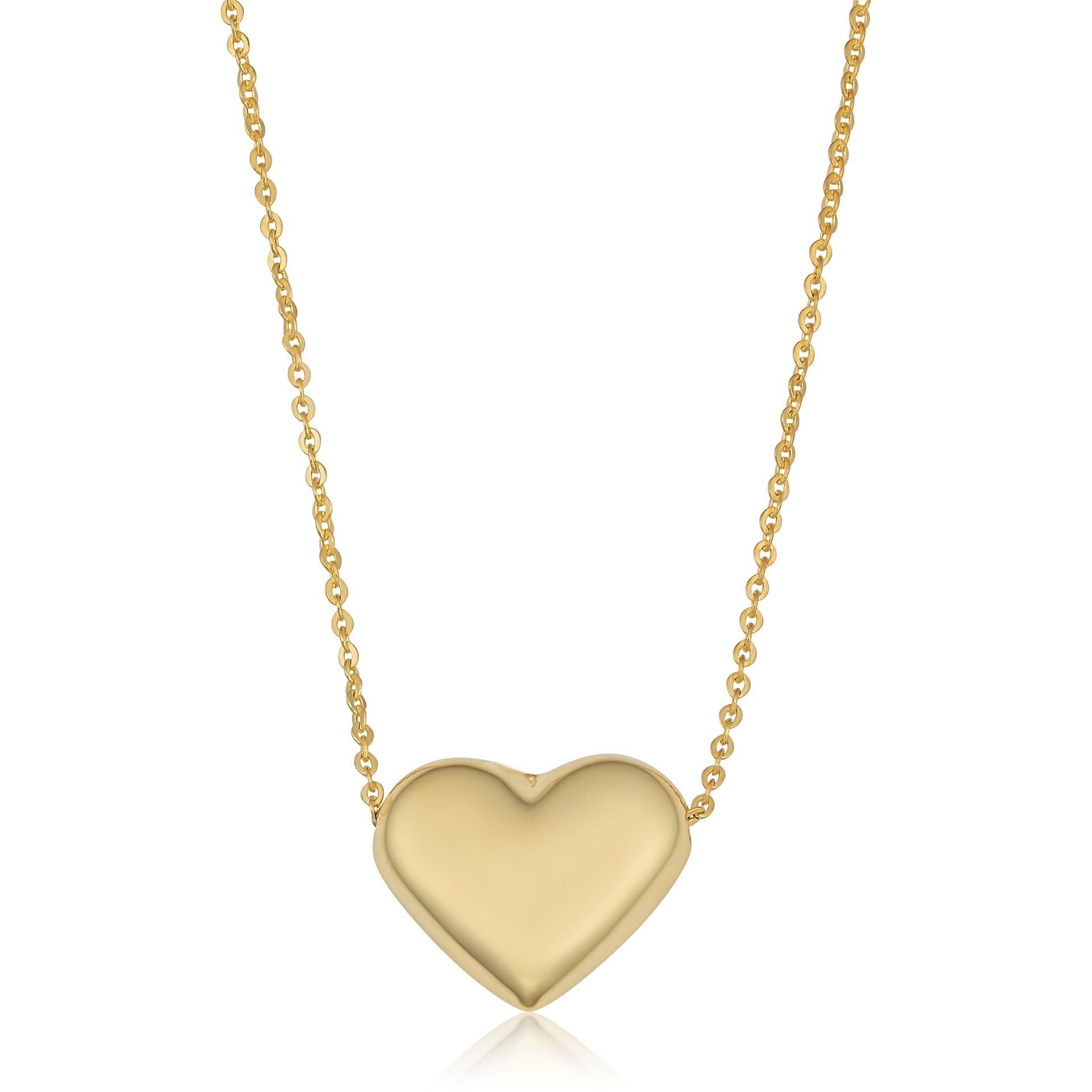 14k Yellow Gold Heart Necklace (18 inch)