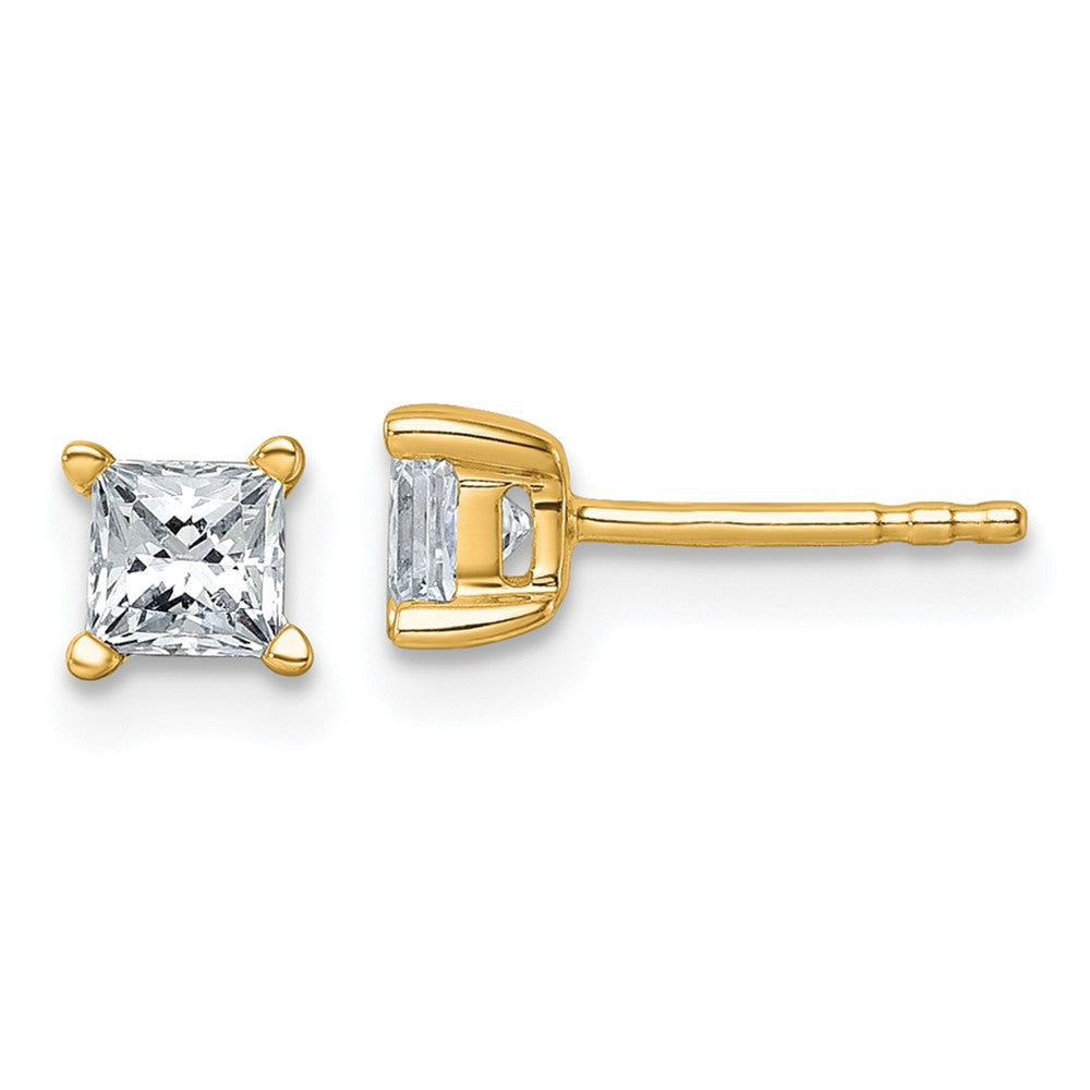 14k Gold 3/4 CT Princess Lab Grown Diamond Stud Earrings VS Clarity D-E Color