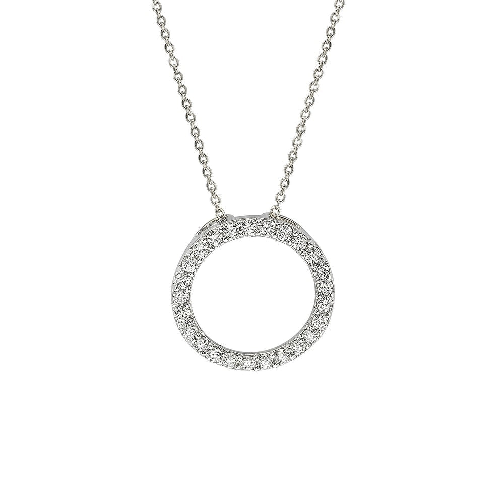 Suzy Levian 14K White Gold .50 cttw Diamond Circle Pendant