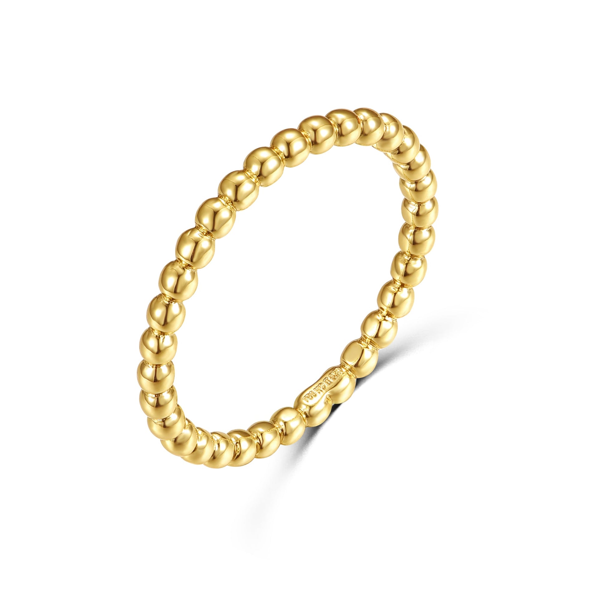 14k Yellow Gold Plated Beaded Stacking Ring Wedding Band