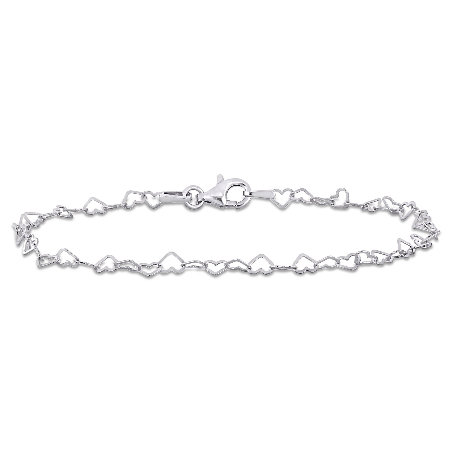 Mimi & Max 3mm Heart Link Bracelet with Lobster Clasp in Sterling Silver - 7.5 in.