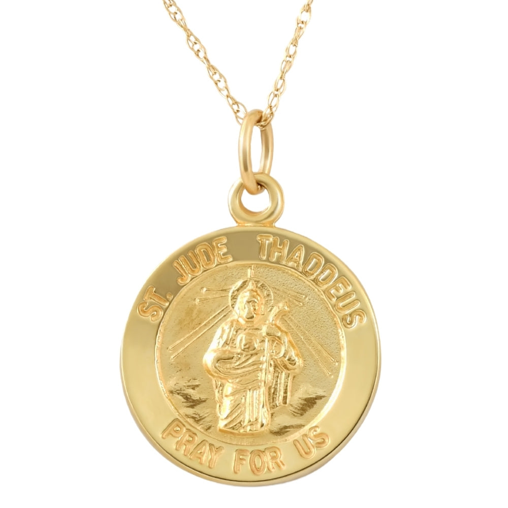 14k Yellow Gold St. Jude Thaddeus Medal Pendant 1' Tall 2.5 Grams